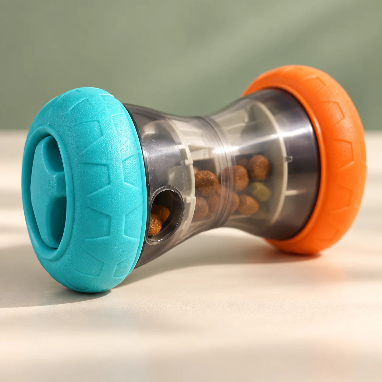 Close-up of the rolling dispenser food outlet and internal path